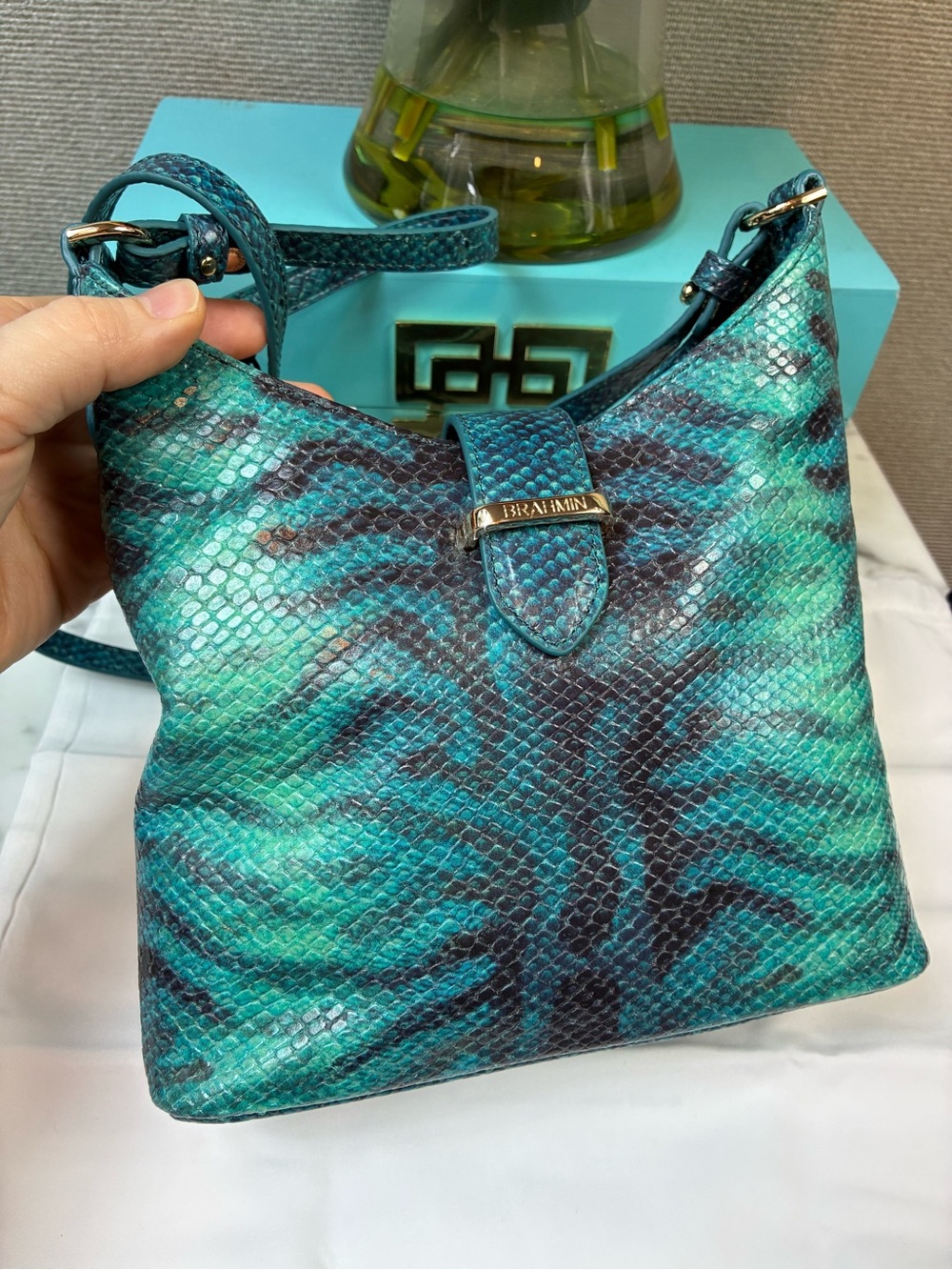 Brahmin Blue Mariner Small Gwynne Crossbody Bag - NWT & Dustbag 🔥 RARE Design - Picture 3 of 11
